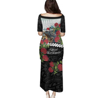 Meri Kirihimete Tuatara Family Matching Puletasi and Hawaiian Shirt New Zealand Fern with Puhutukawa Flowers LT9 - Polynesian Pride