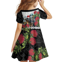 Meri Kirihimete Tuatara Family Matching Short Sleeve Bodycon Dress and Hawaiian Shirt New Zealand Fern with Puhutukawa Flowers LT9 - Polynesian Pride