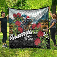 Meri Kirihimete Tuatara Quilt New Zealand Fern with Puhutukawa Flowers LT9 - Polynesian Pride