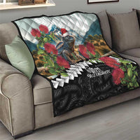 Meri Kirihimete Tuatara Quilt New Zealand Fern with Puhutukawa Flowers LT9 - Polynesian Pride