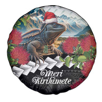 Meri Kirihimete Tuatara Spare Tire Cover New Zealand Fern with Puhutukawa Flowers