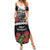 Meri Kirihimete Tuatara Summer Maxi Dress New Zealand Fern with Puhutukawa Flowers