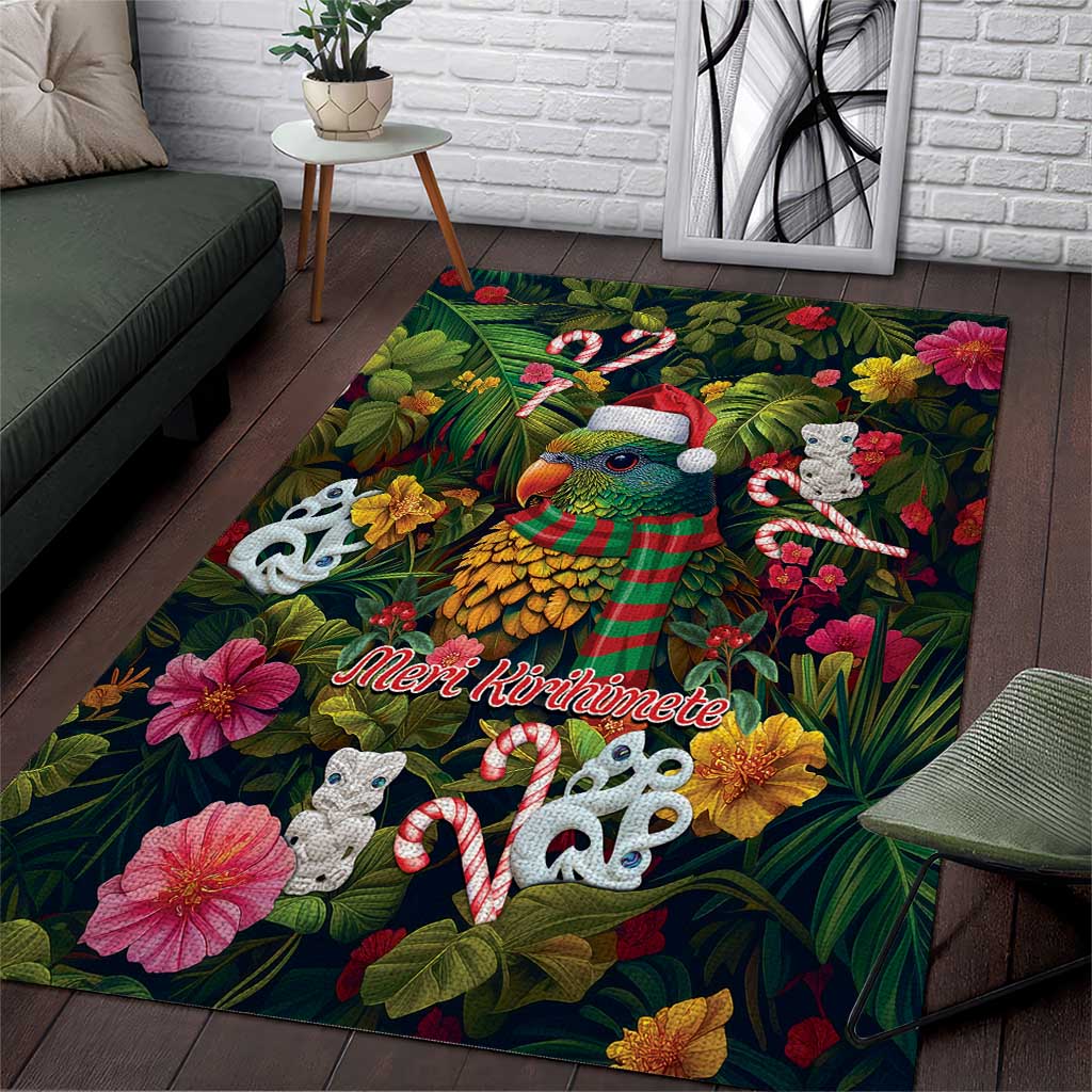 Meri Kirihimete Kakapo Santa Area Rug Merry Christmas with Tropical Vibe