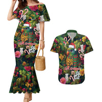 Meri Kirihimete Kakapo Santa Couples Matching Mermaid Dress and Hawaiian Shirt Merry Christmas with Tropical Vibe LT9 Green - Polynesian Pride