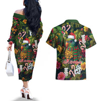 Meri Kirihimete Kakapo Santa Couples Matching Off The Shoulder Long Sleeve Dress and Hawaiian Shirt Merry Christmas with Tropical Vibe LT9 - Polynesian Pride