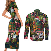 Meri Kirihimete Kakapo Santa Couples Matching Short Sleeve Bodycon Dress and Long Sleeve Button Shirt Merry Christmas with Tropical Vibe LT9 - Polynesian Pride