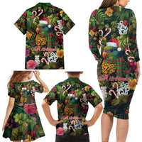Meri Kirihimete Kakapo Santa Family Matching Long Sleeve Bodycon Dress and Hawaiian Shirt Merry Christmas with Tropical Vibe LT9 - Polynesian Pride