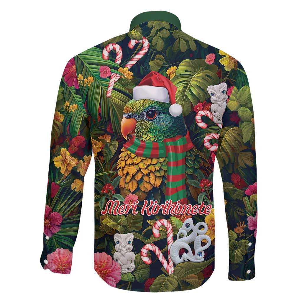 Meri Kirihimete Kakapo Santa Family Matching Long Sleeve Bodycon Dress and Hawaiian Shirt Merry Christmas with Tropical Vibe LT9 - Polynesian Pride