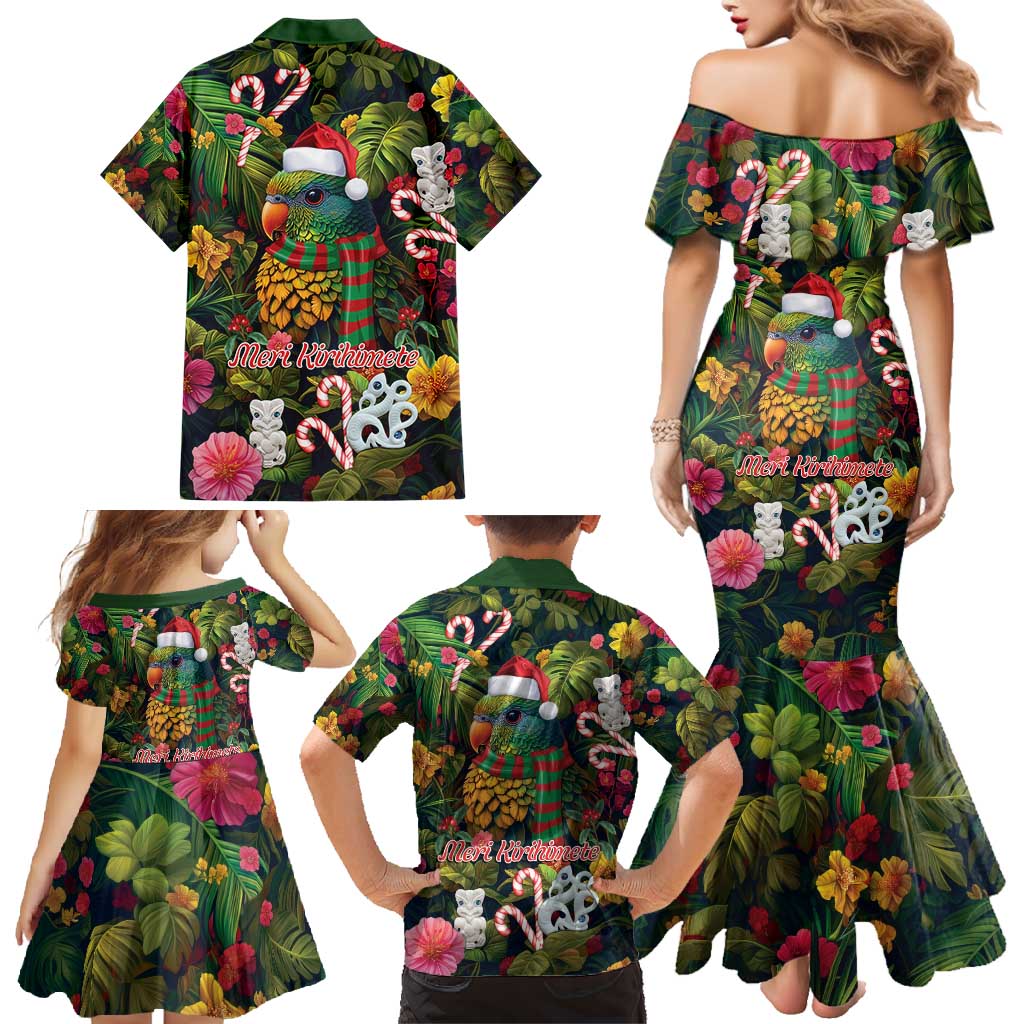 Meri Kirihimete Kakapo Santa Family Matching Mermaid Dress and Hawaiian Shirt Merry Christmas with Tropical Vibe LT9 - Polynesian Pride