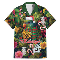 Meri Kirihimete Kakapo Santa Family Matching Mermaid Dress and Hawaiian Shirt Merry Christmas with Tropical Vibe LT9 Dad's Shirt - Short Sleeve Green - Polynesian Pride