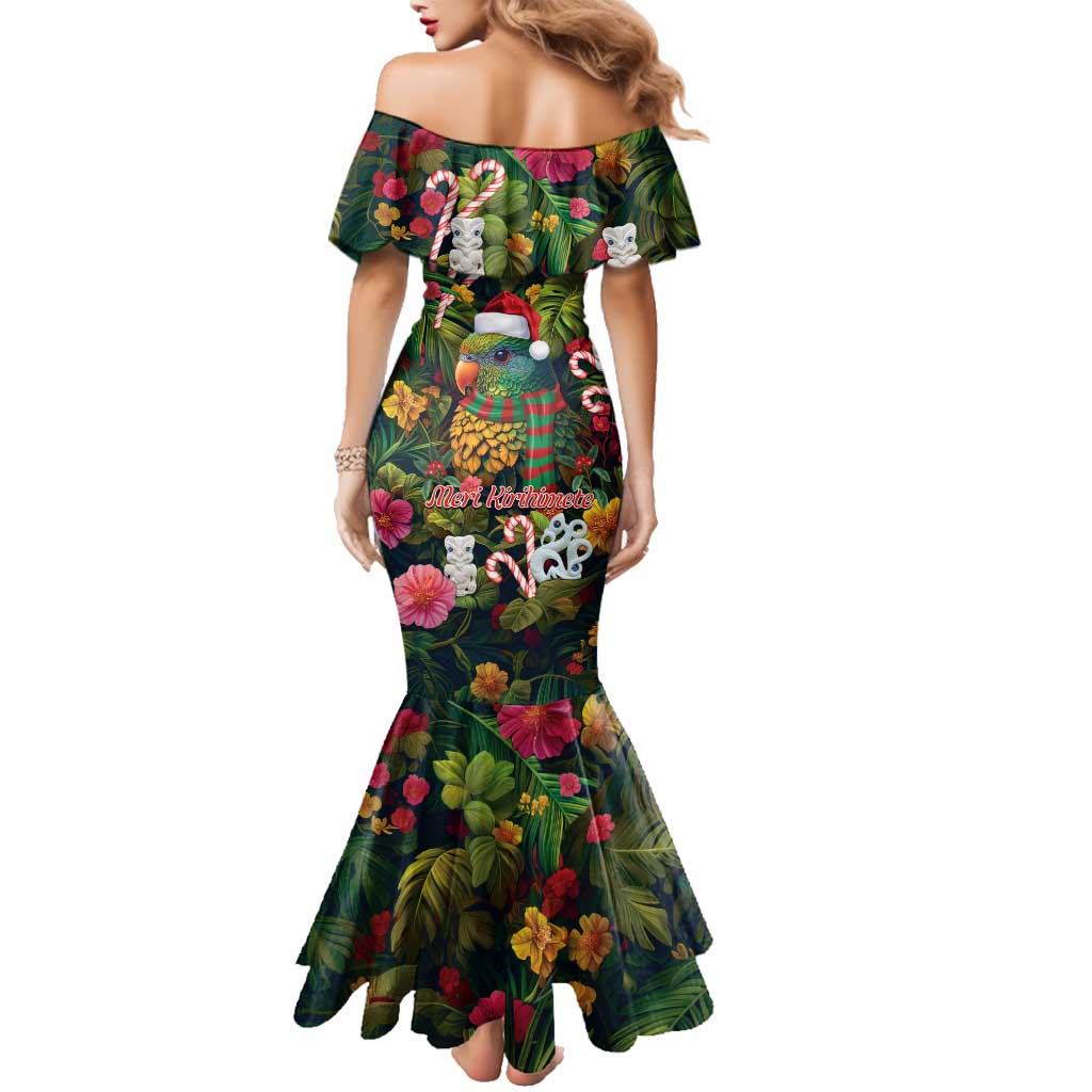 Meri Kirihimete Kakapo Santa Family Matching Mermaid Dress and Hawaiian Shirt Merry Christmas with Tropical Vibe LT9 - Polynesian Pride
