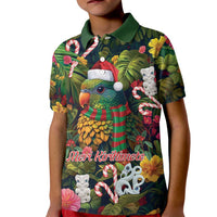 Meri Kirihimete Kakapo Santa Kid Polo Shirt Merry Christmas with Tropical Vibe