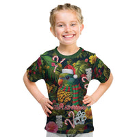 Meri Kirihimete Kakapo Santa Kid T Shirt Merry Christmas with Tropical Vibe