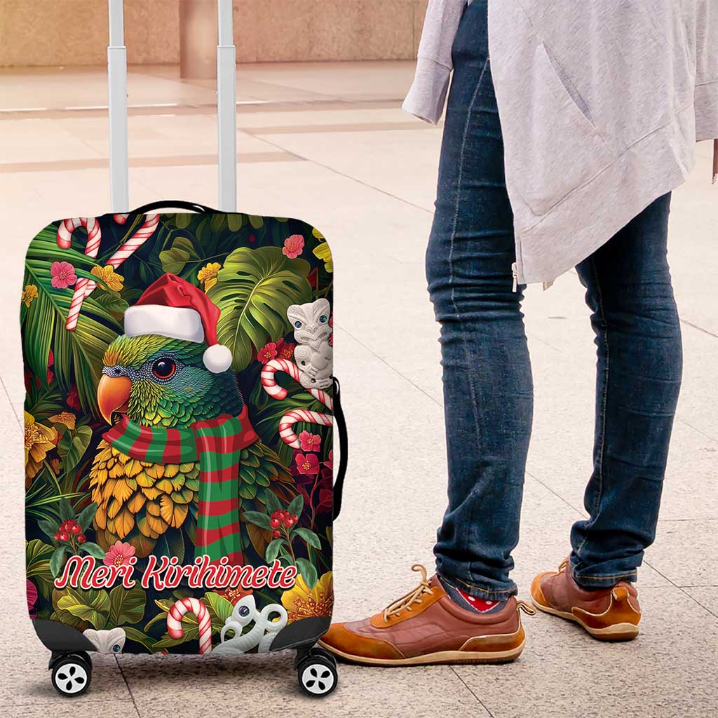 Meri Kirihimete Kakapo Santa Luggage Cover Merry Christmas with Tropical Vibe