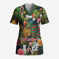 Meri Kirihimete Kakapo Santa Scrub Top Merry Christmas with Tropical Vibe - Polynesian Pride
