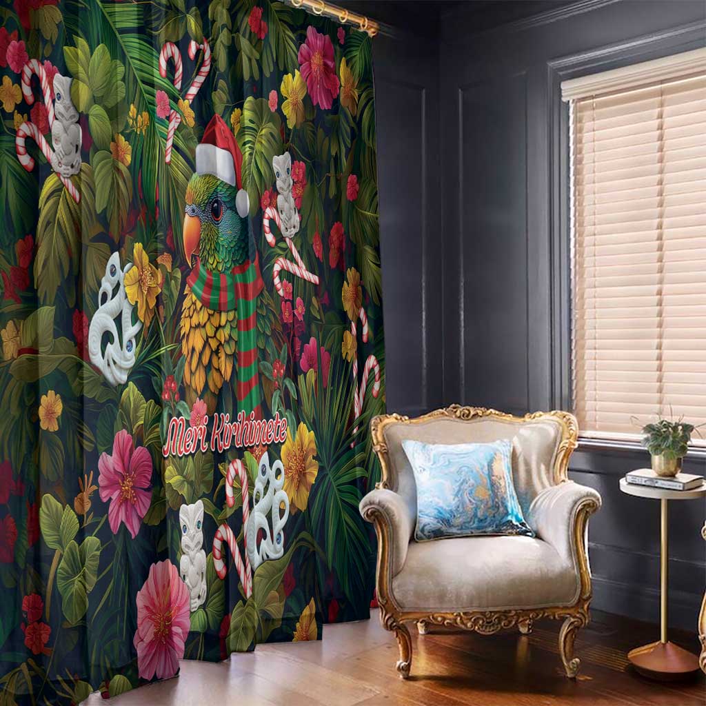 Meri Kirihimete Kakapo Santa Window Curtain Merry Christmas with Tropical Vibe