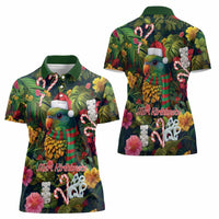 Meri Kirihimete Kakapo Santa Women Polo Shirt Merry Christmas with Tropical Vibe