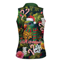 Meri Kirihimete Kakapo Santa Women Sleeveless Polo Shirt Merry Christmas with Tropical Vibe LT9 - Polynesian Pride
