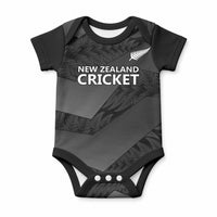 New Zealand Cricket Custom Baby Onesie Potae Pango Black Fern Pattern LT9 Black - Polynesian Pride
