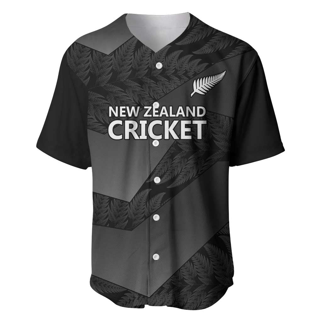 New Zealand Cricket Custom Baseball Jersey Potae Pango Black Fern Pattern