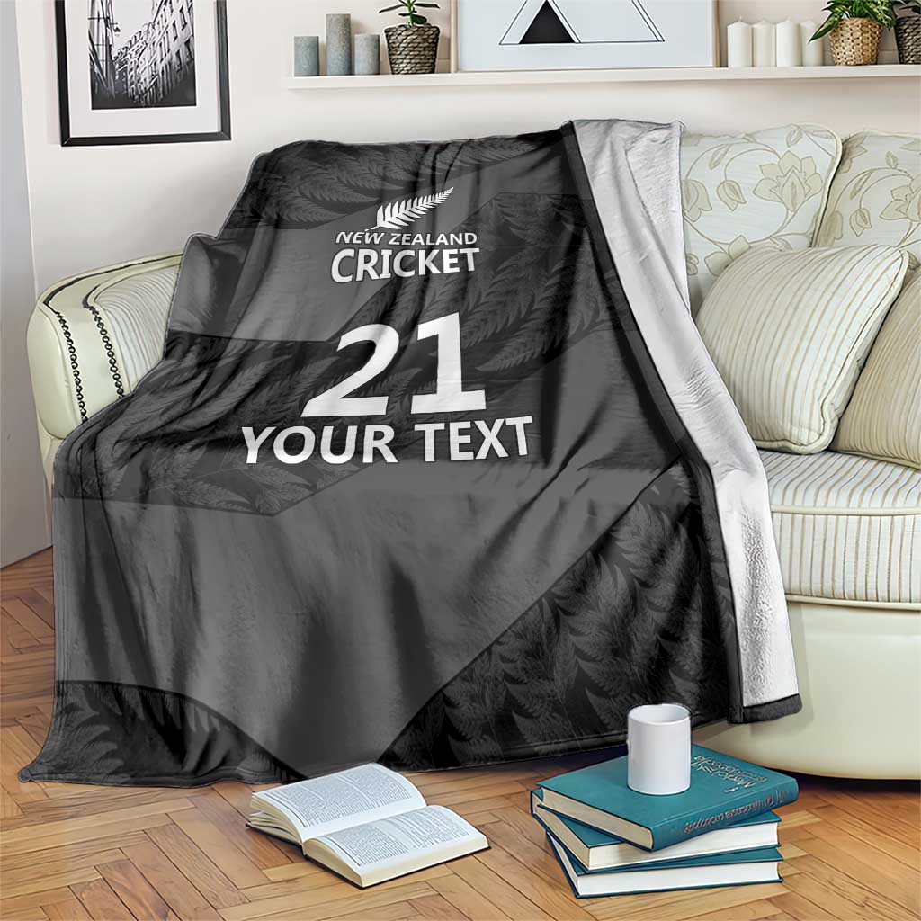 New Zealand Cricket Custom Blanket Potae Pango Black Fern Pattern