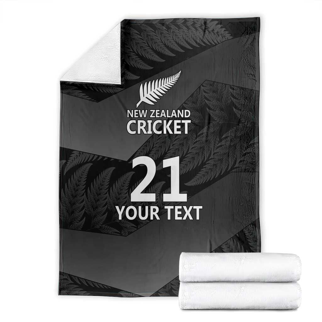 New Zealand Cricket Custom Blanket Potae Pango Black Fern Pattern