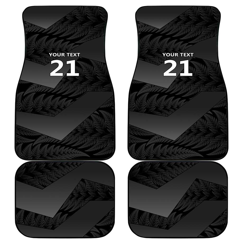 New Zealand Cricket Custom Car Mats Potae Pango Black Fern Pattern
