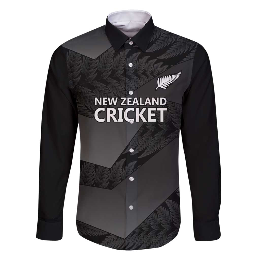 New Zealand Cricket Custom Family Matching Long Sleeve Bodycon Dress and Hawaiian Shirt Potae Pango Black Fern Pattern LT9 Dad's Shirt - Long Sleeve Black - Polynesian Pride