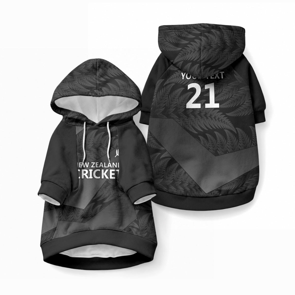 New Zealand Cricket Custom Pet Hoodie Potae Pango Black Fern Pattern LT9 Pullover Black - Polynesian Pride