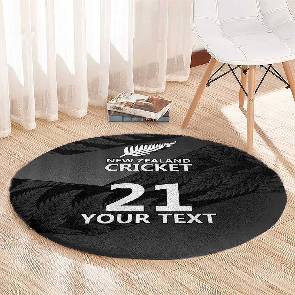 New Zealand Cricket Custom Round Carpet Potae Pango Black Fern Pattern