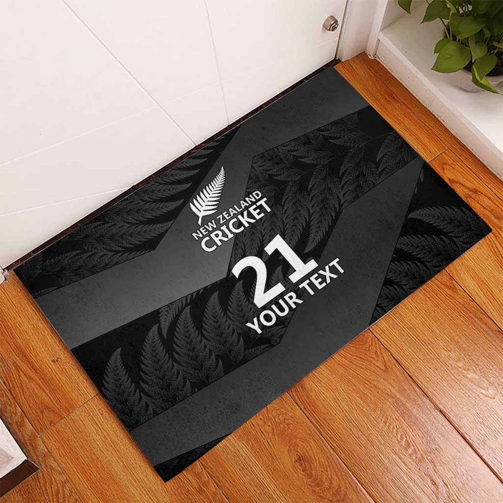 New Zealand Cricket Custom Rubber Doormat Potae Pango Black Fern Pattern
