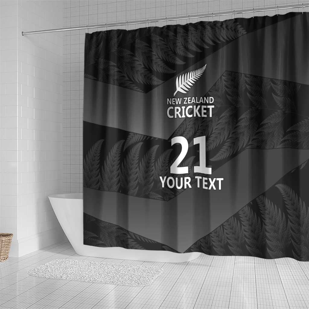 New Zealand Cricket Custom Shower Curtain Potae Pango Black Fern Pattern