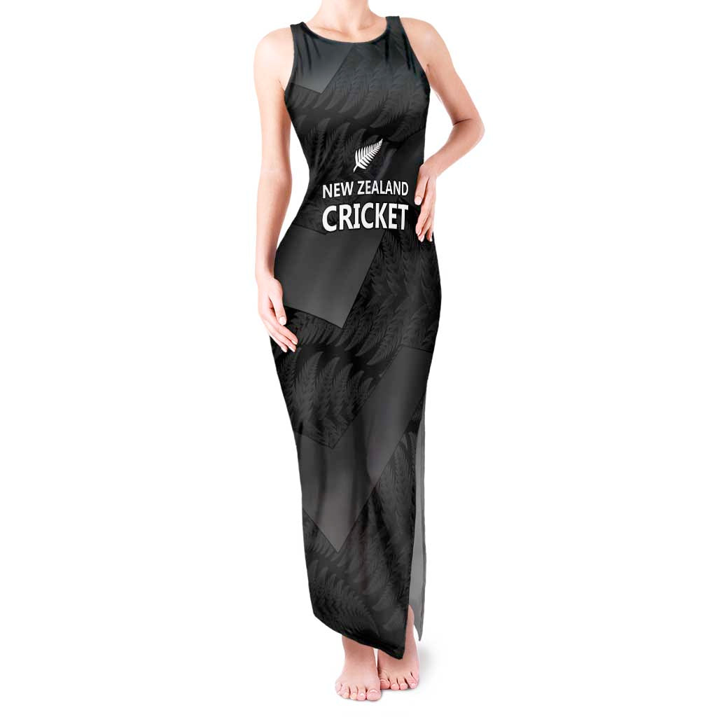 New Zealand Cricket Custom Tank Maxi Dress Potae Pango Black Fern Pattern