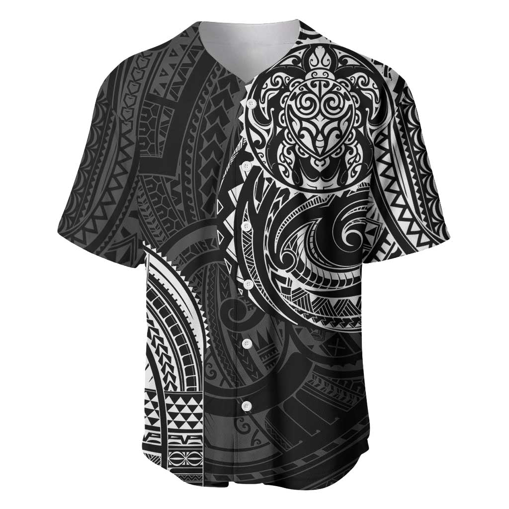 Polynesian Turtle Tribal Tattoo Baseball Jersey Black Style
