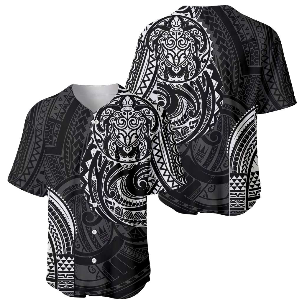Polynesian Turtle Tribal Tattoo Baseball Jersey Black Style
