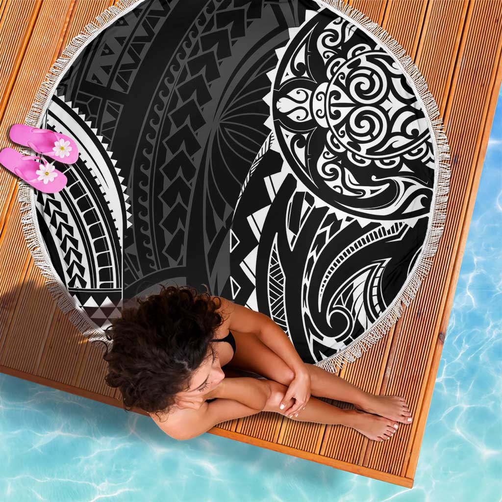 Polynesian Turtle Tribal Tattoo Beach Blanket Black Style
