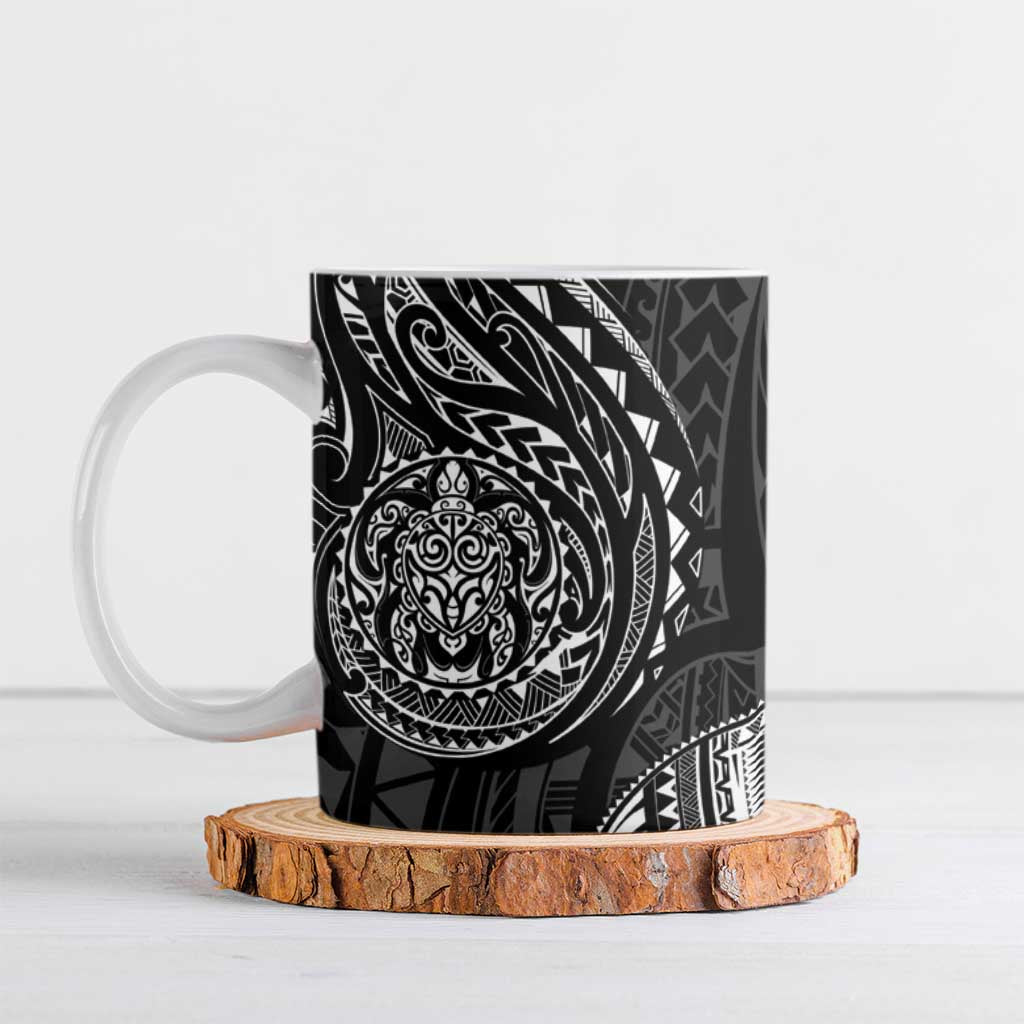 Polynesian Turtle Tribal Tattoo Ceramic Mug Black Style - Polynesian Pride