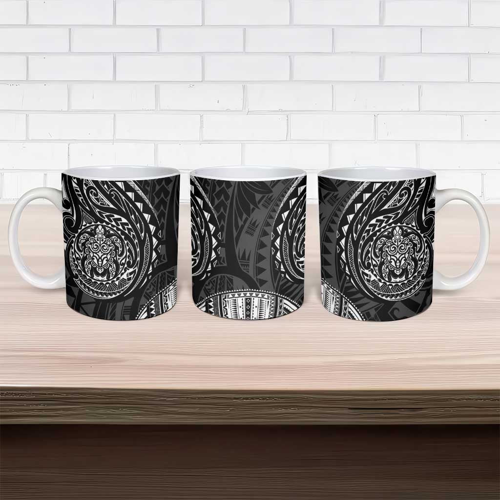 Polynesian Turtle Tribal Tattoo Ceramic Mug Black Style - Polynesian Pride