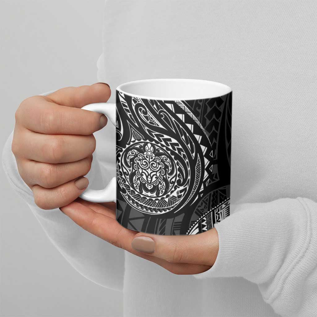 Polynesian Turtle Tribal Tattoo Ceramic Mug Black Style - Polynesian Pride