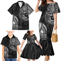 Polynesian Turtle Tribal Tattoo Family Matching Mermaid Dress and Hawaiian Shirt Black Style LT9 - Polynesian Pride