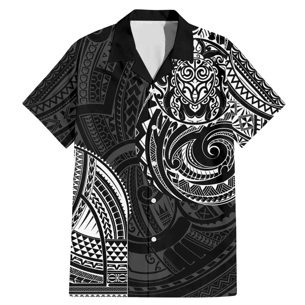 Polynesian Turtle Tribal Tattoo Family Matching Mermaid Dress and Hawaiian Shirt Black Style LT9 Dad's Shirt - Short Sleeve Black - Polynesian Pride