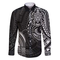 Polynesian Turtle Tribal Tattoo Family Matching Mermaid Dress and Hawaiian Shirt Black Style LT9 Dad's Shirt - Long Sleeve Black - Polynesian Pride