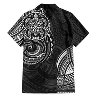 Polynesian Turtle Tribal Tattoo Family Matching Off Shoulder Maxi Dress and Hawaiian Shirt Black Style
