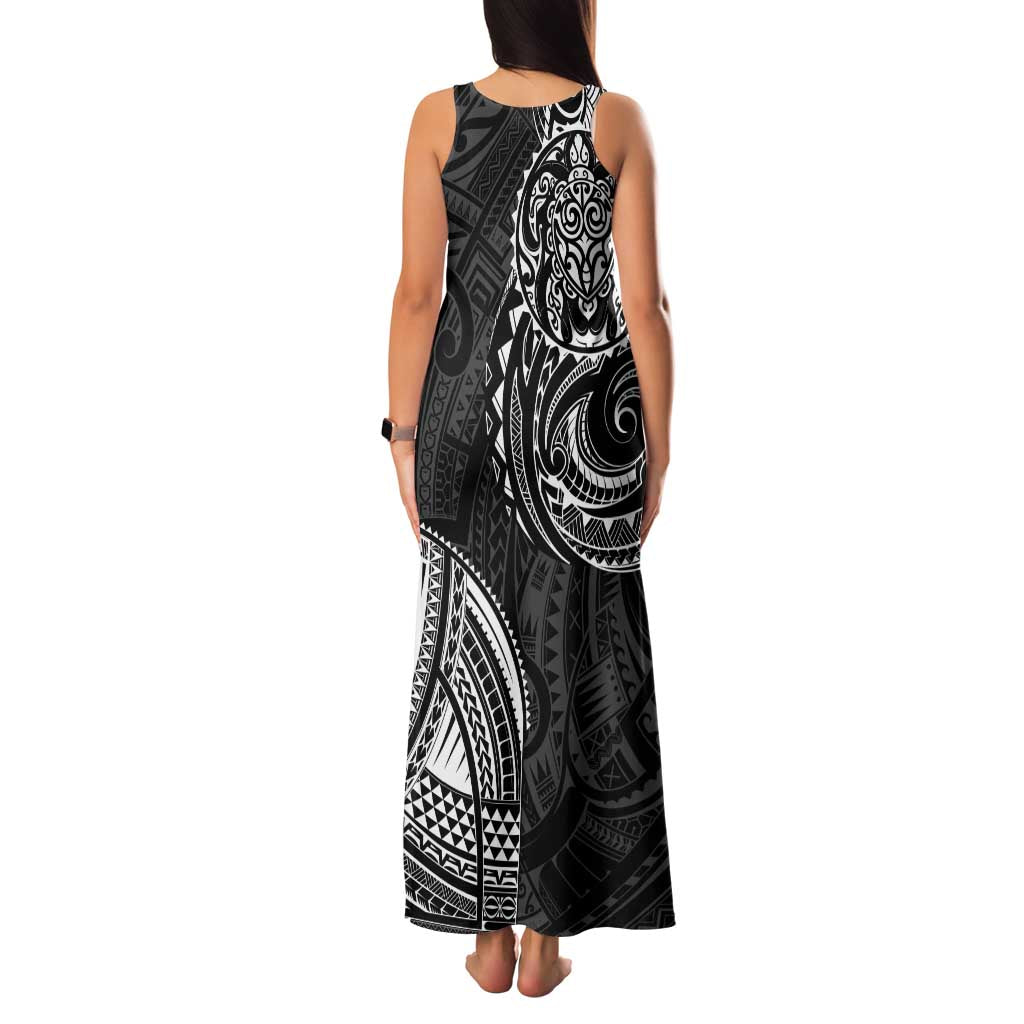 Polynesian Turtle Tribal Tattoo Family Matching Tank Maxi Dress and Hawaiian Shirt Black Style