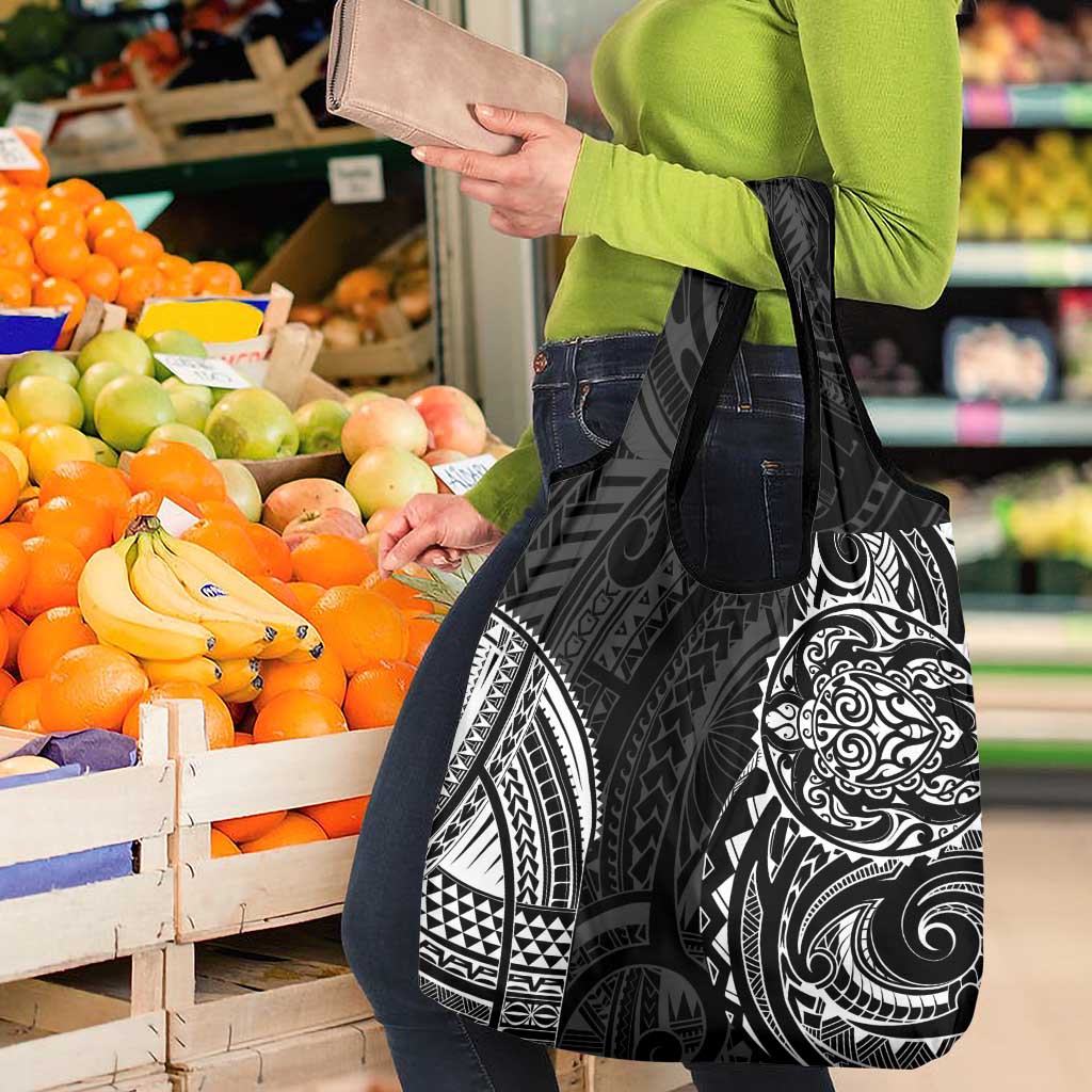 Polynesian Turtle Tribal Tattoo Grocery Bag Black Style