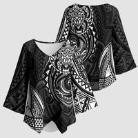 Polynesian Turtle Tribal Tattoo Kimono Sleeve Blouse Black Style - Polynesian Pride