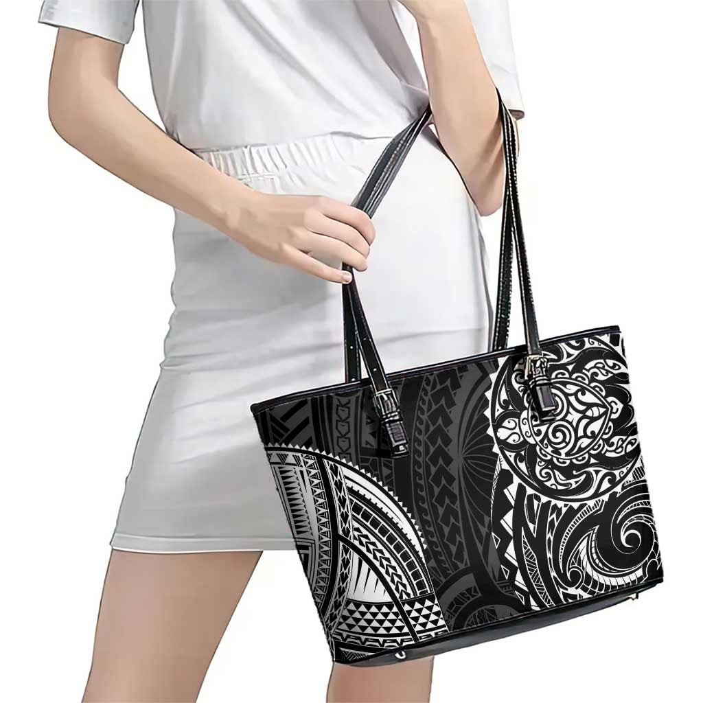 Polynesian Turtle Tribal Tattoo Leather Tote Bag Black Style