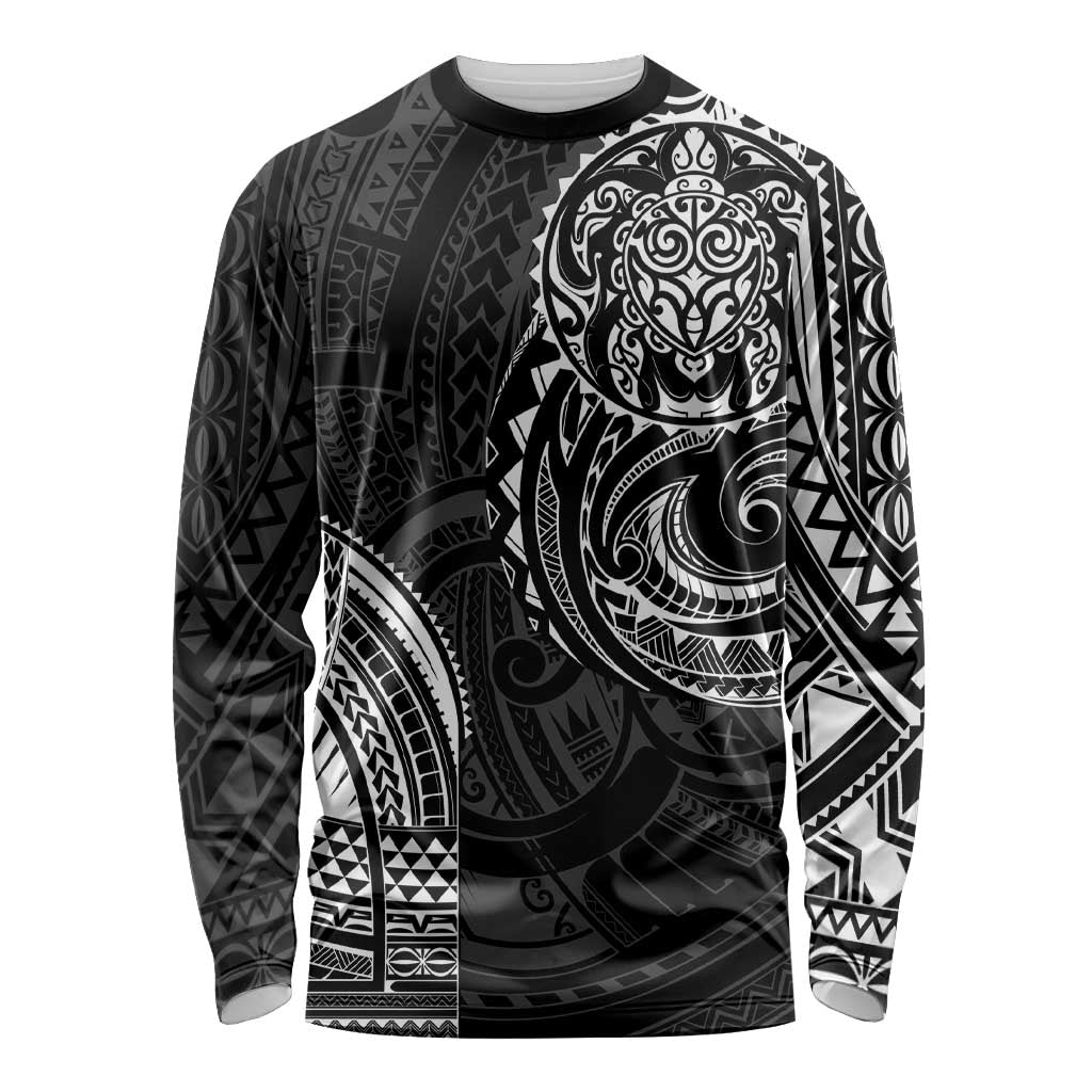 Polynesian Turtle Tribal Tattoo Long Sleeve Shirt Black Style