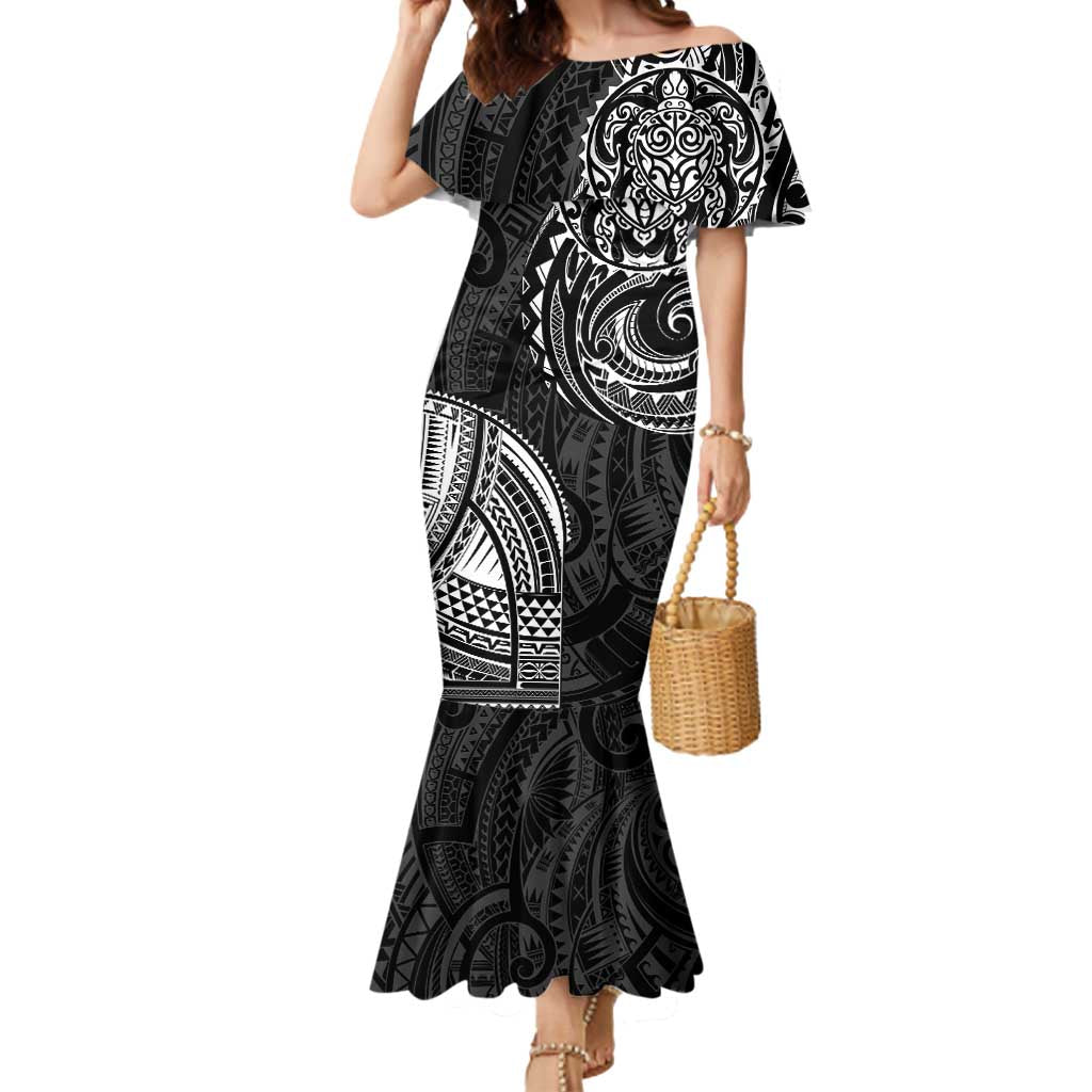 Polynesian Turtle Tribal Tattoo Mermaid Dress Black Style LT9 Women Black - Polynesian Pride