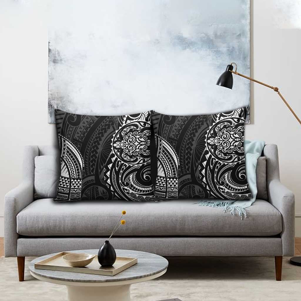 Polynesian Turtle Tribal Tattoo Pillow Cover Black Style - Polynesian Pride